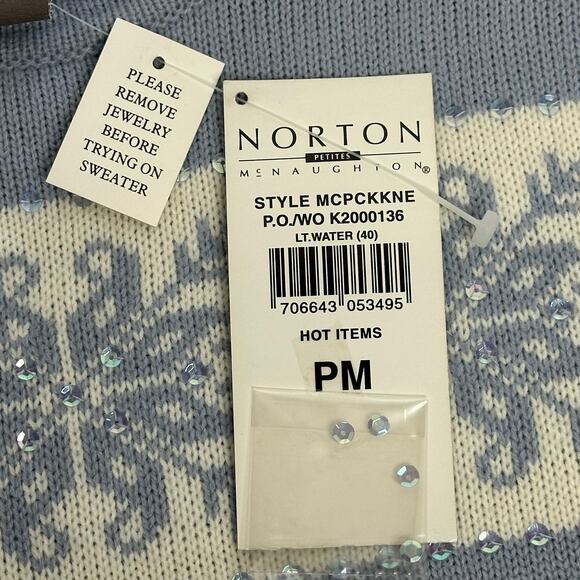 NWT Norton McNaughton Periwinkle Nordic Fair Isle Sweater Womens Petite Size PM - Picture 10 of 11